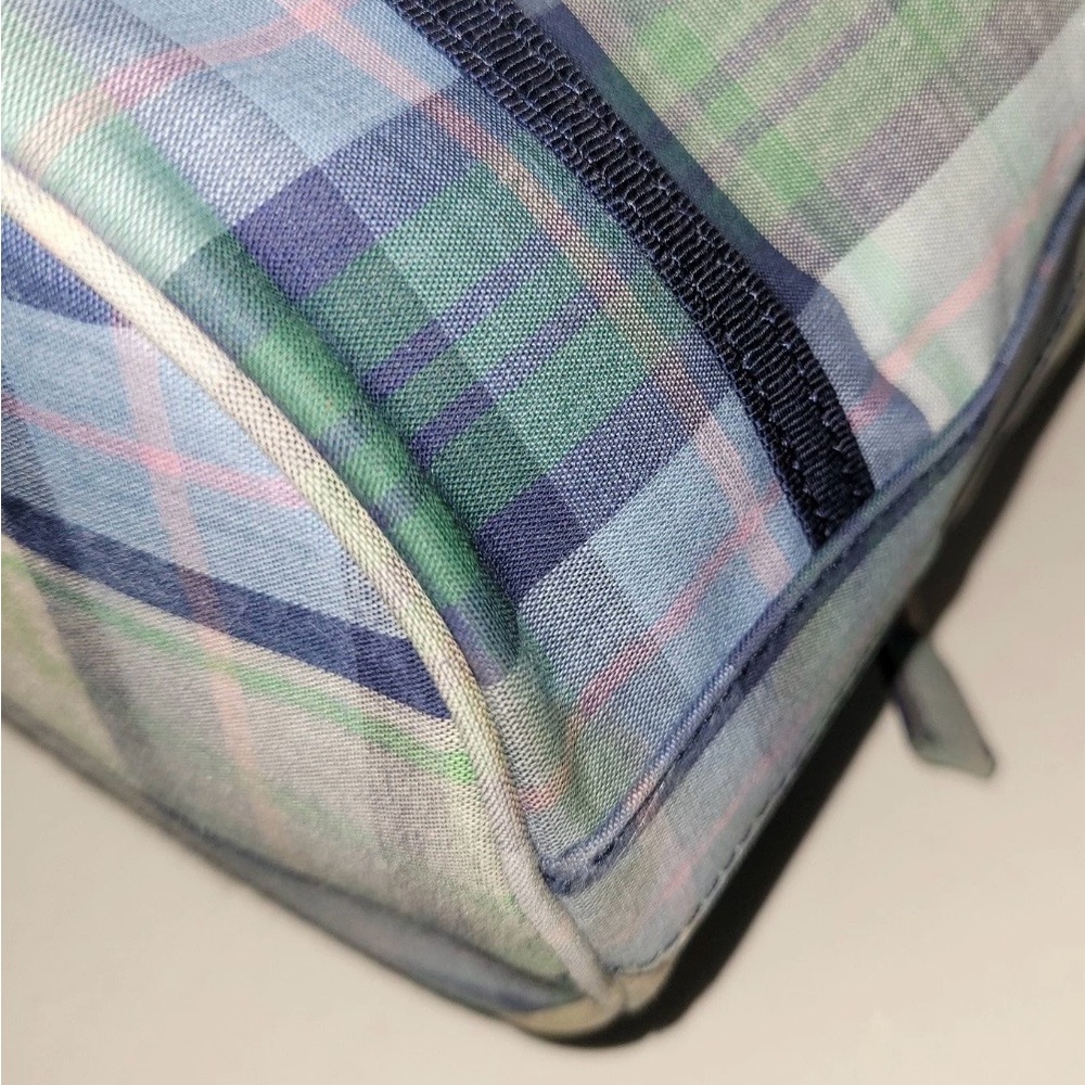 Vintage Tommy Hilfiger Plaid Drawstring Bucket Satchel Crossbody Bag Blue Green - Picture 9 of 16